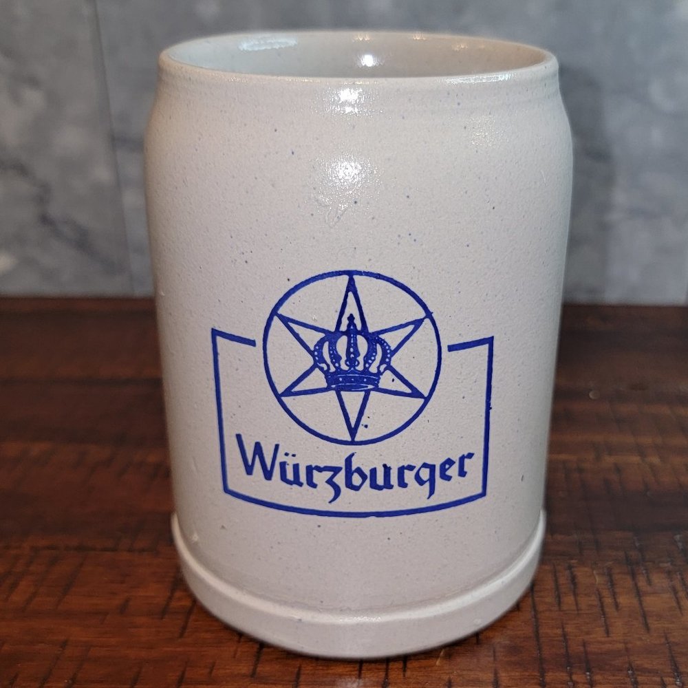 Vintage Salt-Glazed Wurzburger Beer Stein, .5 L, Made in Germany